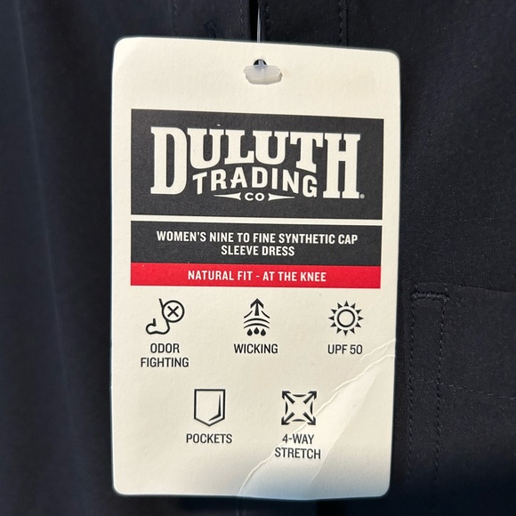 NWT Duluth Trading Nine to Five synthetic cap sleeve dress in BLACK. - Picture 3 of 8